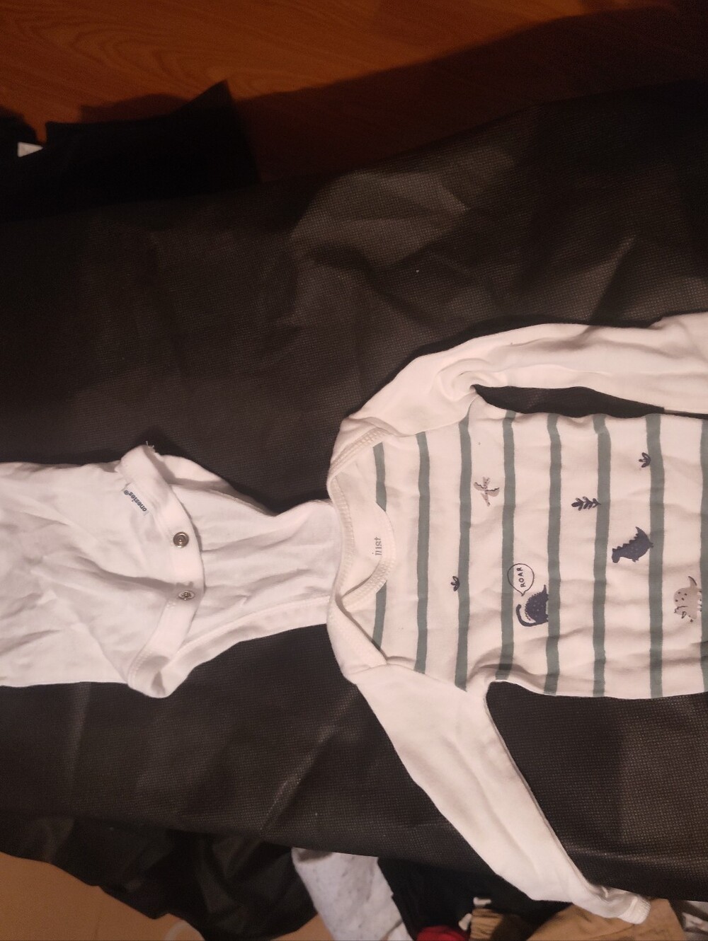 Carter's White & Light Gray Striped Whale Long-Sleeve Bodysuit